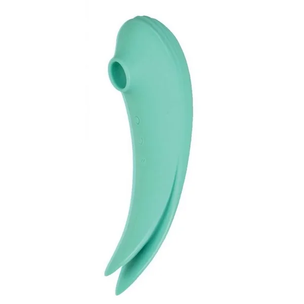 Mystique Suction Vibrating Rechargeable Silicone Massager – Aqua