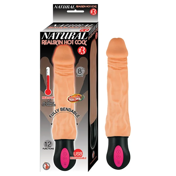 Natural Realskin Hot Cock #3 Dildo - White 8"