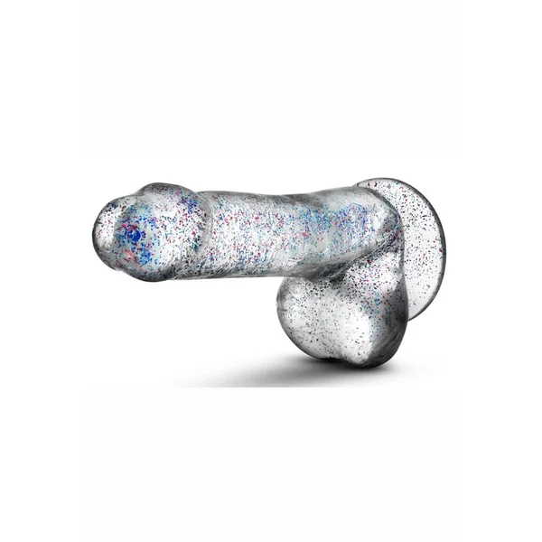 Naturally Yours Glitter Dildo with Balls 6in – Clear