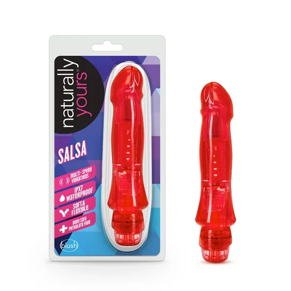 Naturally Yours Salsa Vibrating Dildo 6.75″ – Red