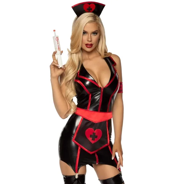 Naughty Nurse Costume - X-Large - Black/red