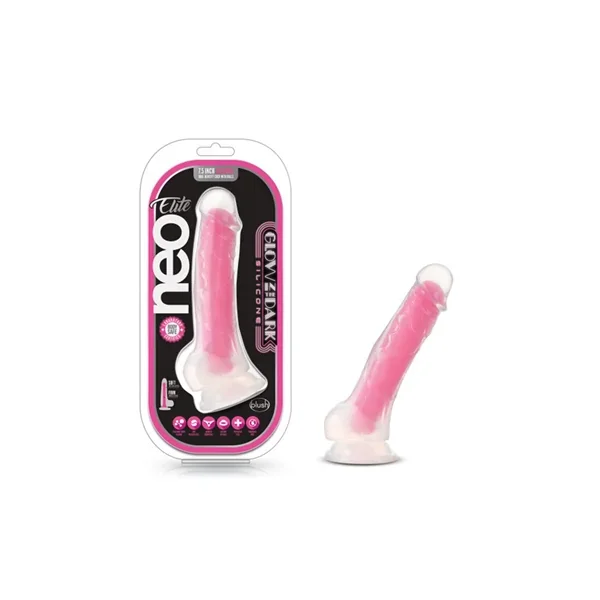 Neo Elite – Glow in the Dark – Paradise – 7 Inch Silicone Dual Density Dildo – Neon Pink