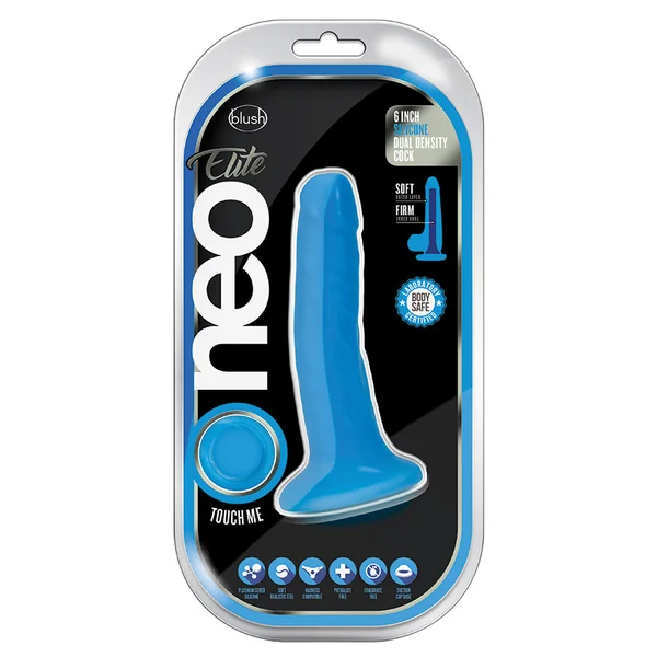 Neo Elite Neon Blue: 5.5-Inch Long Dildo - Made with Purio Silicone & SensaFeel Dual Density Realistic Technology