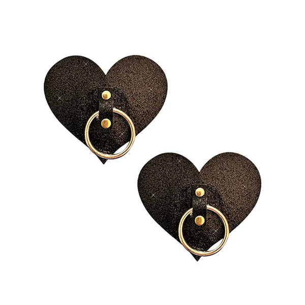 Neva Nude After Midnight Glitter Hoop Heart Pasties - Black O/s