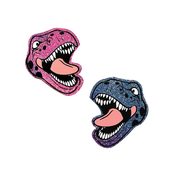 Neva Nude Black Light Dinosaur Pasties - Pink & Blue O-s