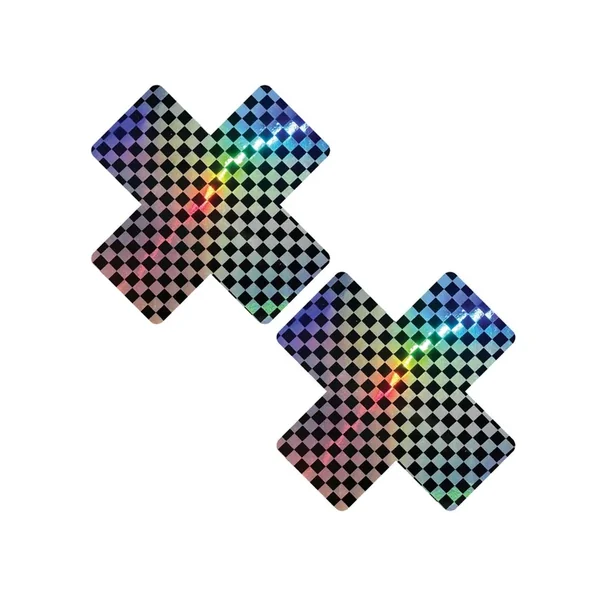 Neva Nude Holographic X Factor Pasties – Rainbow/Black O/S