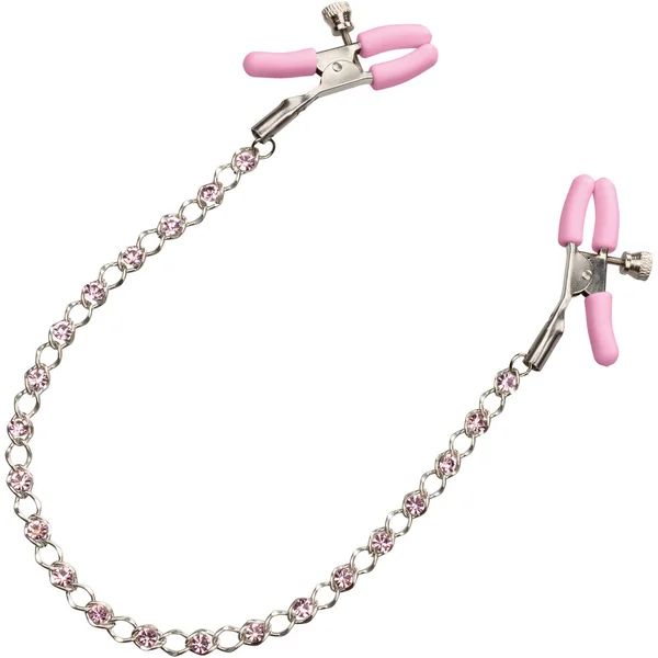 Nipple Play Crystal Chain Nipple Clamps by CalExotics - Pink