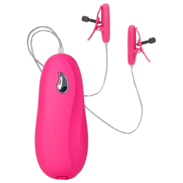 Nipple Play Vibrating Warming Nipple Teasers with Wired Remote Control – Pink