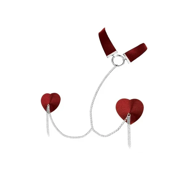 NIPPLICIOUS Dominatirix Pasties with Collar – Red