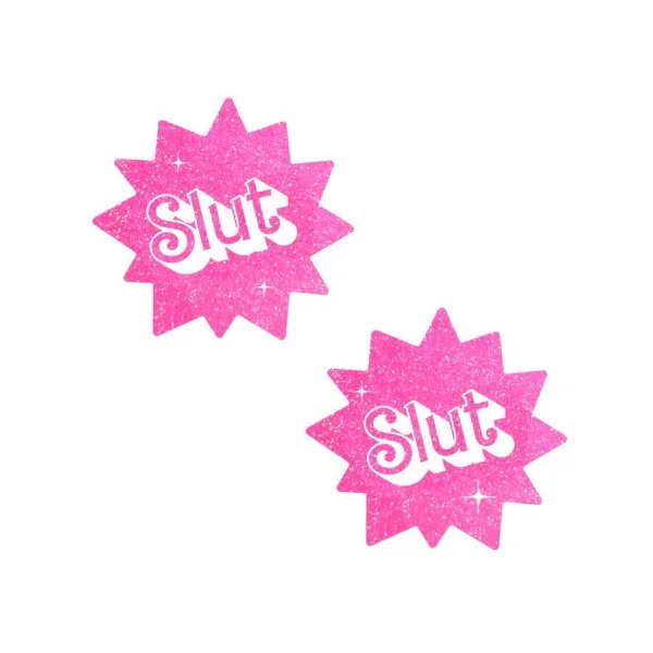 Nipztix Pasties Barbie Babe Sassy Slut UV Pink Glitter