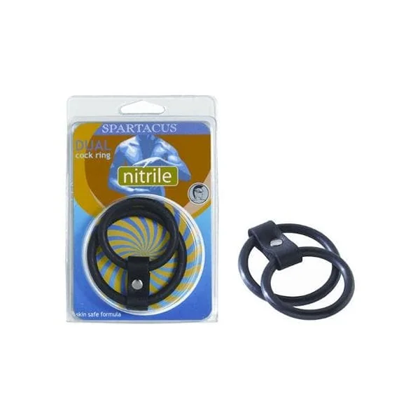 Nitrile Dual Cock Ring - Black