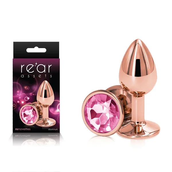 NS Novelties Rear Assets Rose Gold Pink Gem Butt Plug