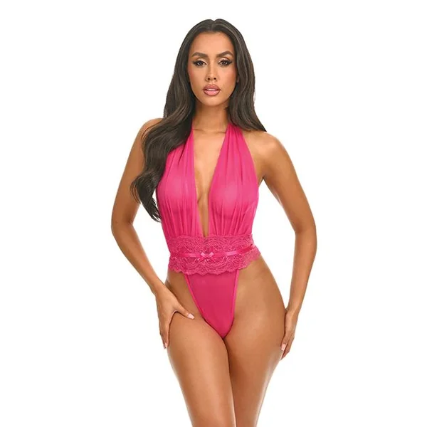 Oh La La Cheri Maylah Mesh & Lace Halter Teddy