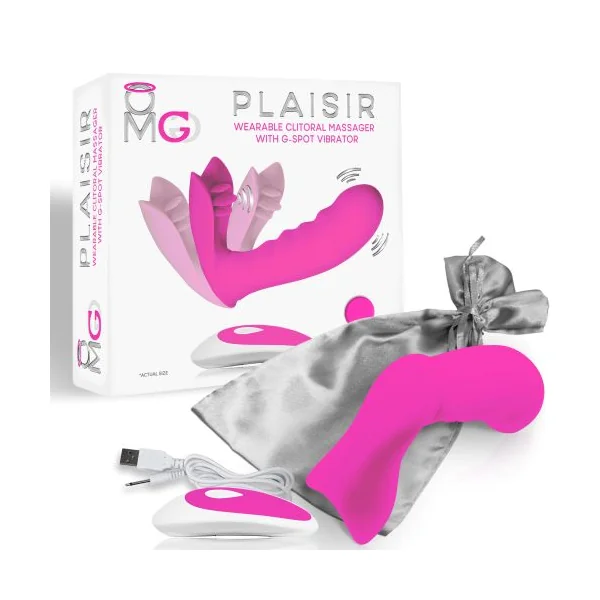 OMG PLAISIR WEARABLE CLITORAL MASSAGER W/ G-SPOT VIBRATOR PINK