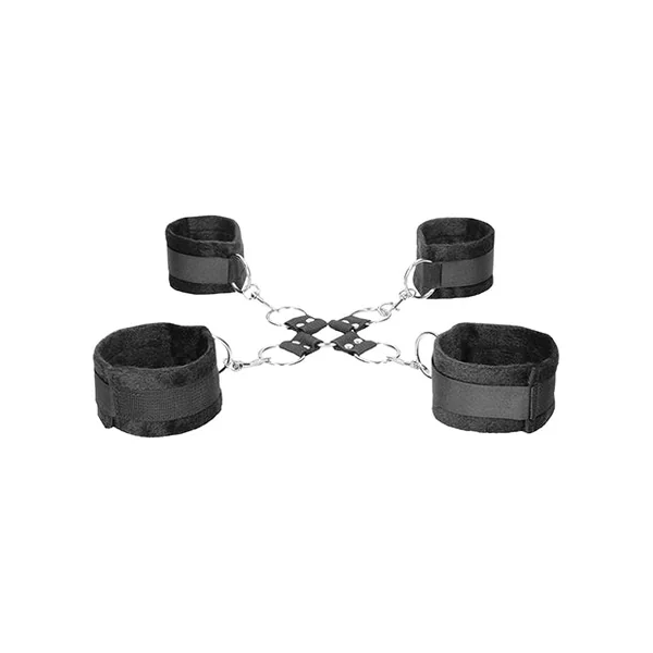 Ouch! Black and White Velcro Hogtie With Hand and Ankle Cuffs