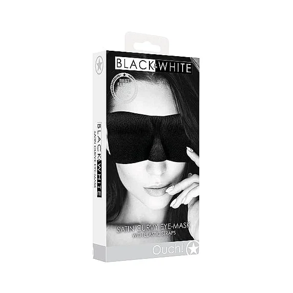 Ouch! Black & White Satin Curvy Eye Mask