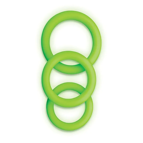 Ouch! Glow in the Dark 3 Piece Silicone Cock Ring Set