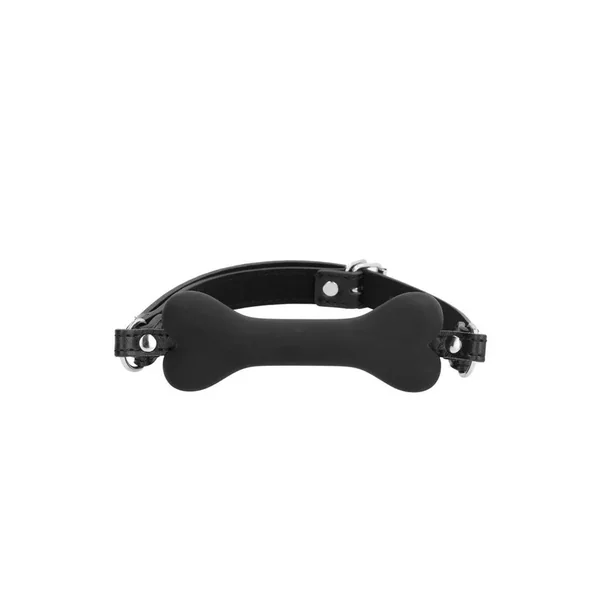 Ouch! Silicone Bone Gag with Adjustable Bonded Leather Straps – Black