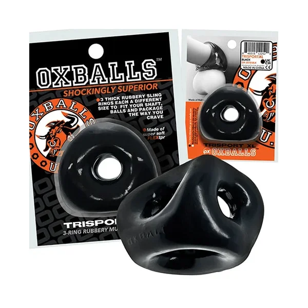 Oxballs Tri Sport XL 3 Ring Cock & Ball Sling Black