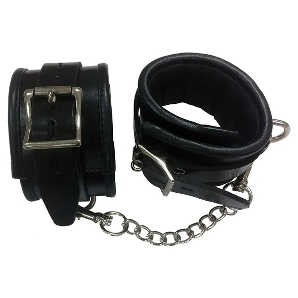 Padded Leather Wrist Cuffs-Black