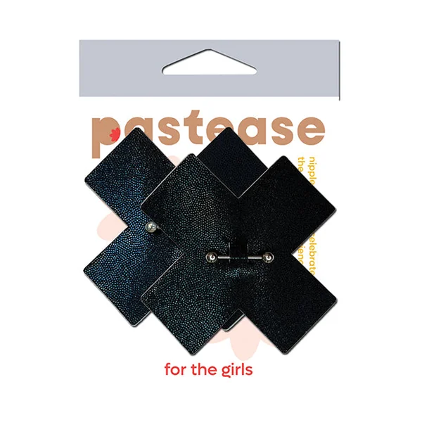 Pastease Pierced Liquid Black Cross w/Barbell Piercing - Black O/S