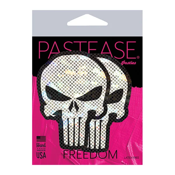 Pastease Premium Glittering Punisher Skull - White-black O-s