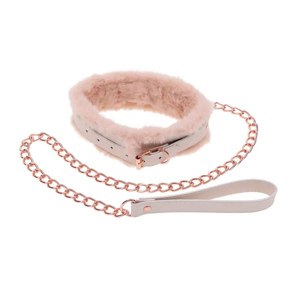 Peaches N Creame Fur Collar and Leash - Pink