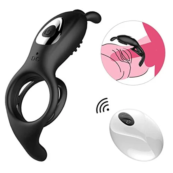 Penis Ring Rabbit Vibrator With Rabbit Ears Hand Held Massager