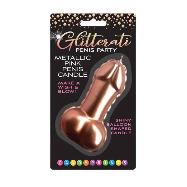 Pink Foil Penis Balloon Candle - Rose Gold