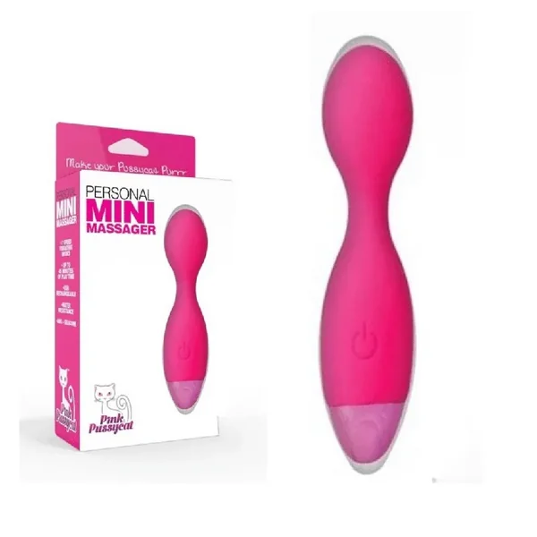 Pink Pussycat Rechargeable Mini Massager Clitoral Wand Massager Vibrator