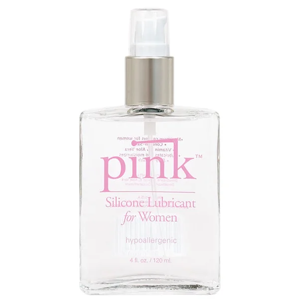 Pink Silicone Lube - 4 Oz Glass Bottle