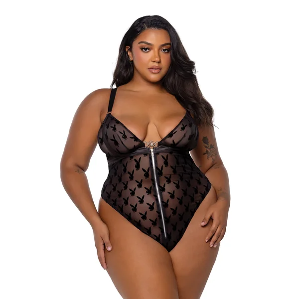 Playboy Bunny Charm Teddy - Black 1X