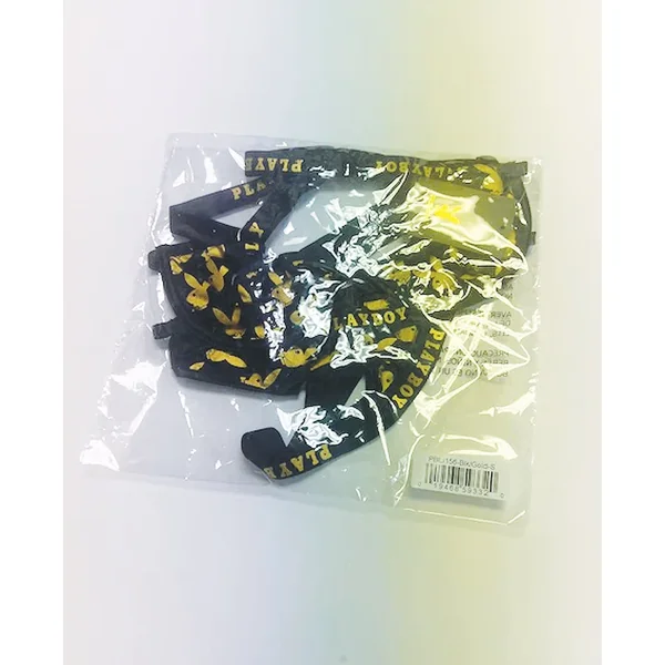 Playboy Gold Foil Mesh & Satin Bralette w/Thong 2 pc Set – Black/Gold 1X