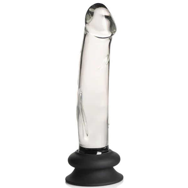 PLEASURE CRYSTALS 7.6 IN GLASS DILDO W/ SILICONE BASE