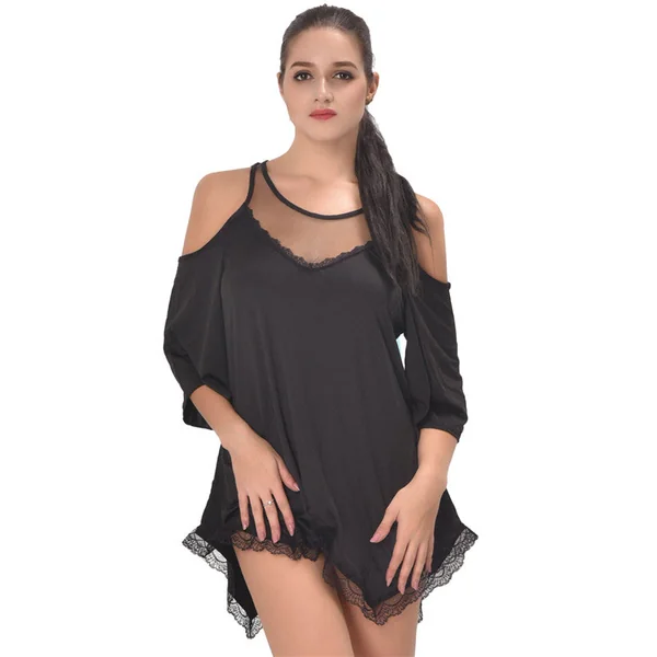 Plus Size Camisola Sexy Lingerie – See-Through Babydoll Nightgown for Women