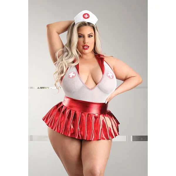 Plus Size Pulse Check Nurse Costume Red & White 3X/4X