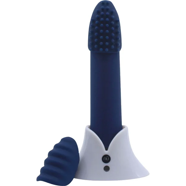 Point Plus 20 Function Silicone Bullet Vibrator With Textured Tips By Nu Sensuelle - Navy Blue