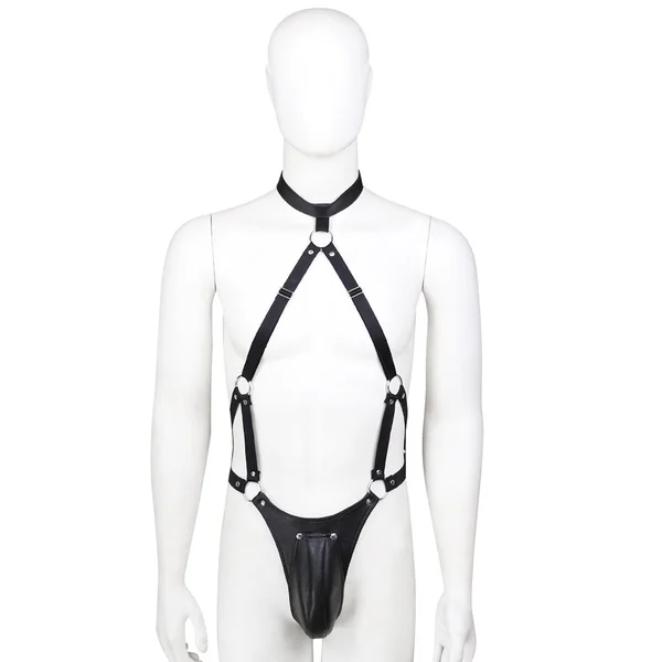 Poison Rose Men's Wetlook G-String Backless Body Harness