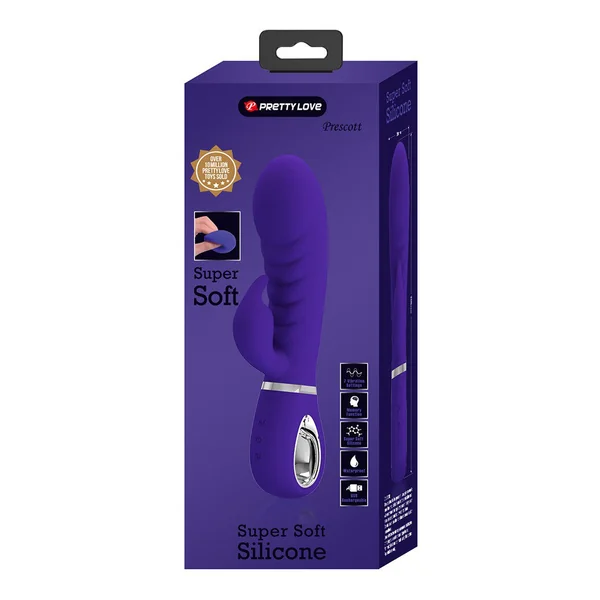 Prescott Super Soft Rabbit Silicone Vibrator - Purple