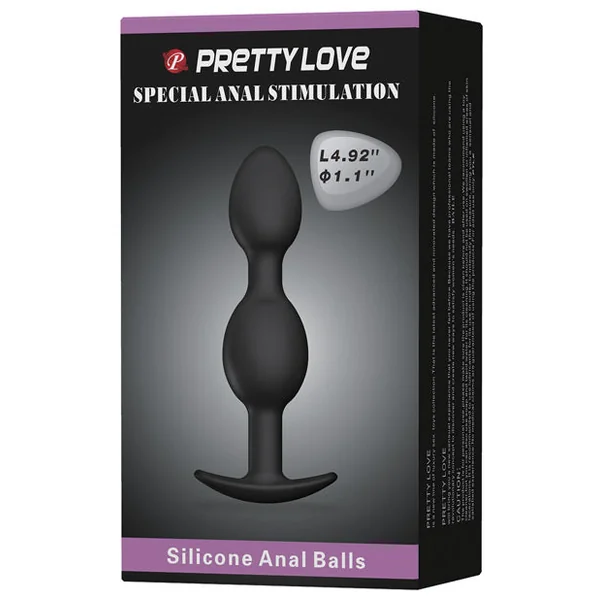 Pretty Love 4.92" Silicone Anal Plug W-ball - Black