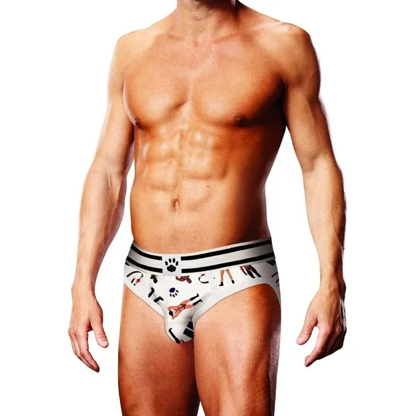 Prowler Leather Pride Brief – XL – White/Black