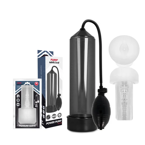 Pump addicted RX3 black erection pump with masturbator