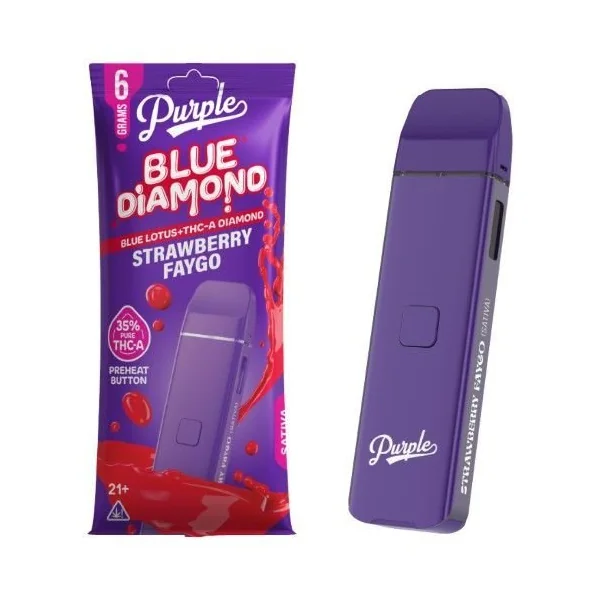 Purple Blue Diamond Lotus+THC-A 6g Disposable Strawberry Faygo