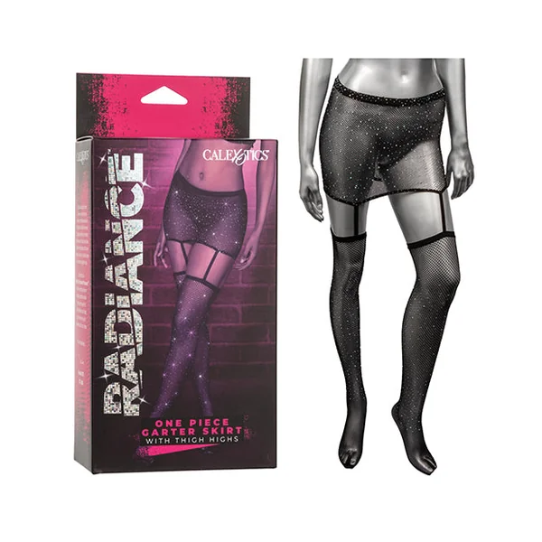 Radiance One Piece Garter Skirt W/thigh Highs - Black