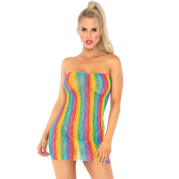 Rainbow Leopard Lace Tube Dress - One Size - Multicolor