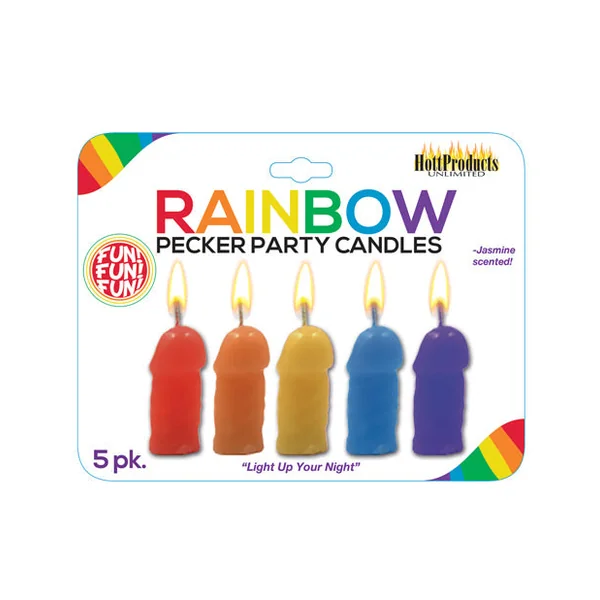 Rainbow Pecker Party Candles - Asst. Colors Pack Of 5