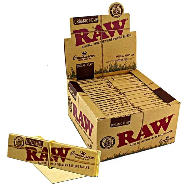 Raw Connoisseur Kingsize Slim+Pre-Rolled Tips 24 Packs Per Box