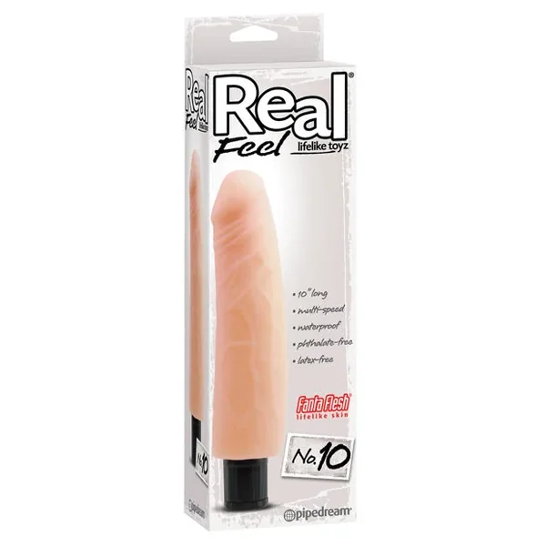 Real Feel No. 10 Long 10″ Vibe Waterproof – Mutli-speed Flesh