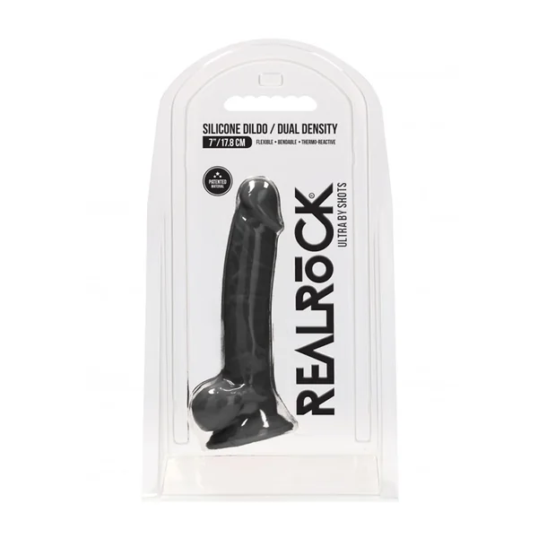 Real Rock – 7″ Silicone with Scrotum – Black