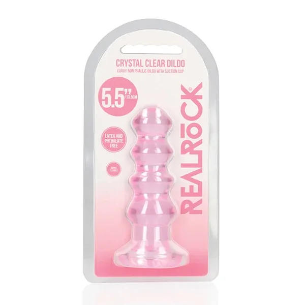 RealRock Crystal Clear 5.5″ Curvy Dildo/Butt Plug – Pink